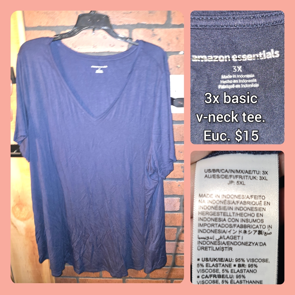 Amazon Essentials Dark Blue V-Neck Tee